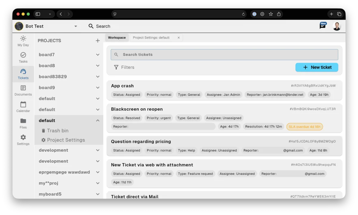 Bnder ticket workflow screenshot
